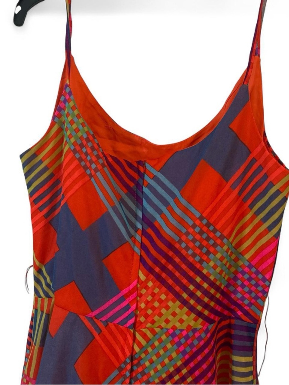 Coco California 70’s Bohemian Vibrant Plaid Strappy Maxi Silhouette Dress - Picture 4 of 6